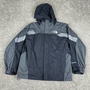 North Face Jacket Boys L Gray HyVent Hooded Waterproof Outdoor Rain Shell ONLY